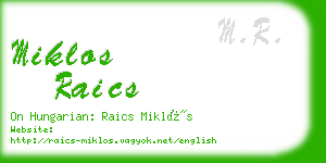 miklos raics business card